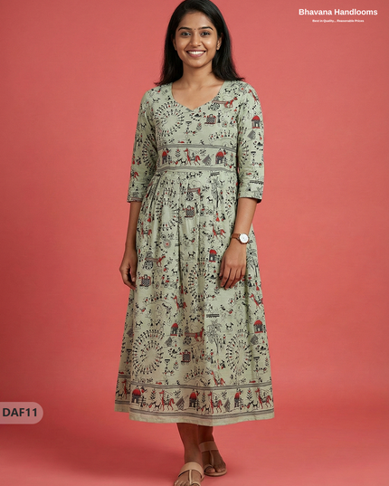 Comfortable Daily Wear Cotton Frock – Light Pista Green Colour | Half Lining