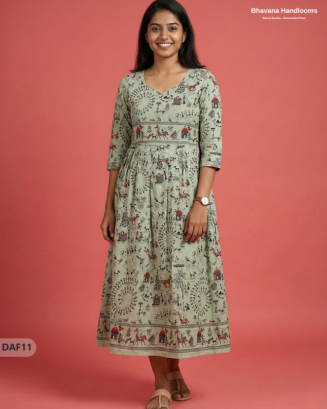 Comfortable Daily Wear Cotton Frock – Light Pista Green Colour | Half Lining