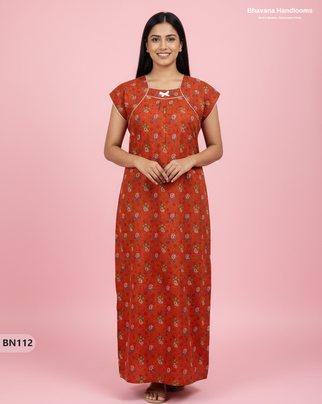 Cotton Printed Nighties | Comfortable Free Size Nightwear for Women