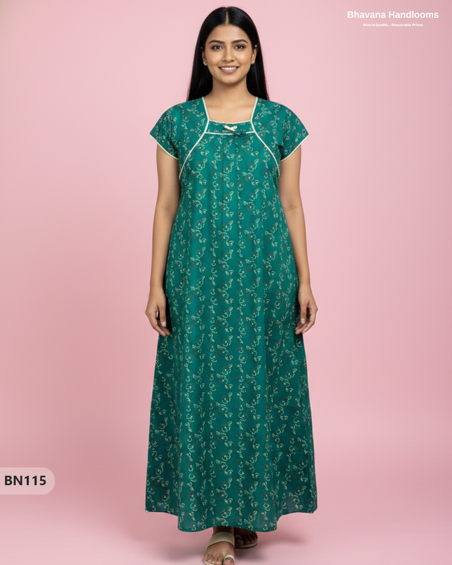 Cotton Printed Nighties | Comfortable Free Size Nightwear for Women