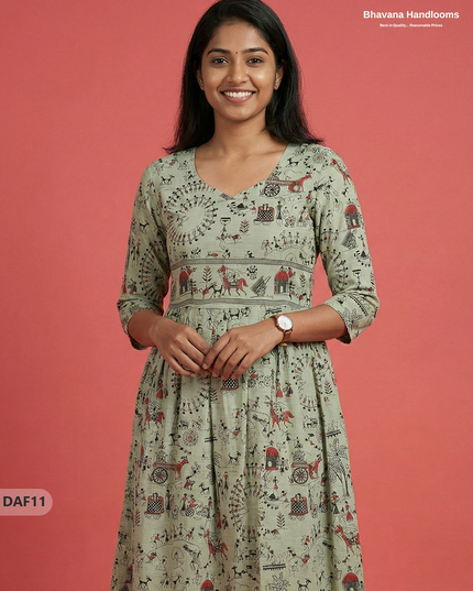 Comfortable Daily Wear Cotton Frock – Light Pista Green Colour | Half Lining