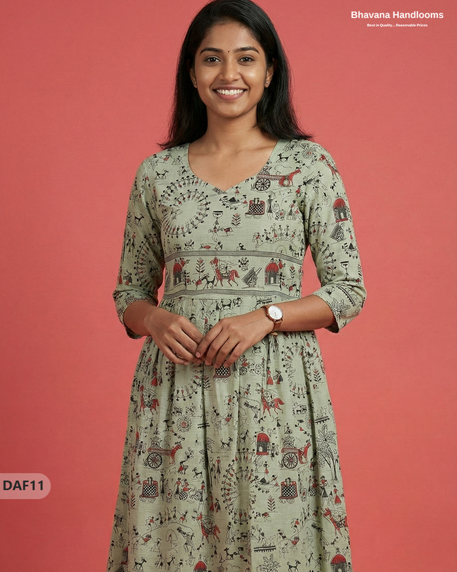Comfortable Daily Wear Cotton Frock – Light Pista Green Colour | Half Lining