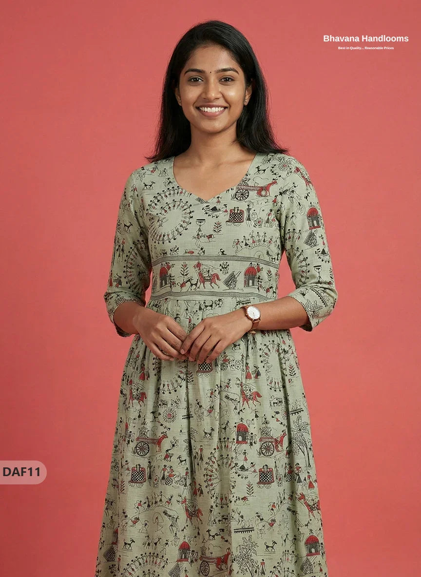 Comfortable Daily Wear Cotton Frock – Light Pista Green Colour | Half Lining