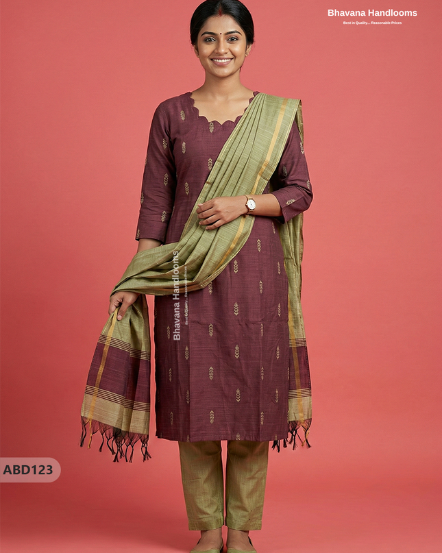 Raw Silk 3-Piece Kurti Set with Cut Work Neck Design in Onion Pink Colour | Full-Length Lined Kurti with Gold Dupatta