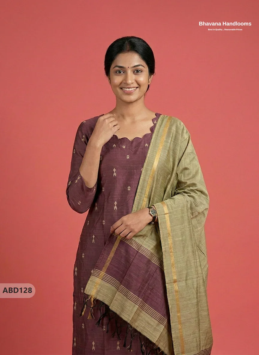 Raw Silk 3-Piece Kurti Set with Cut Work Neck Design in Onion Pink Colour | Full-Length Lined Kurti with Gold Dupatta