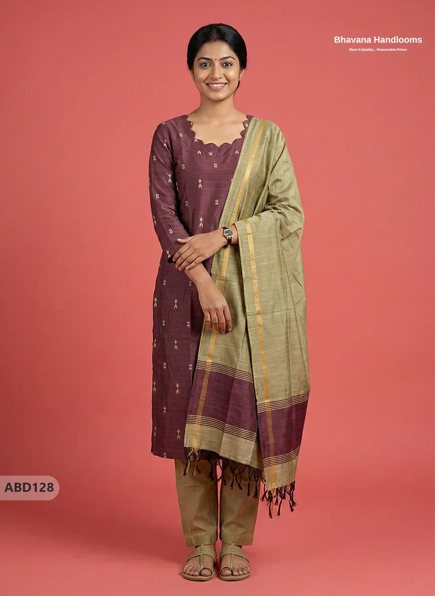 Raw Silk 3-Piece Kurti Set with Cut Work Neck Design in Onion Pink Colour | Full-Length Lined Kurti with Gold Dupatta