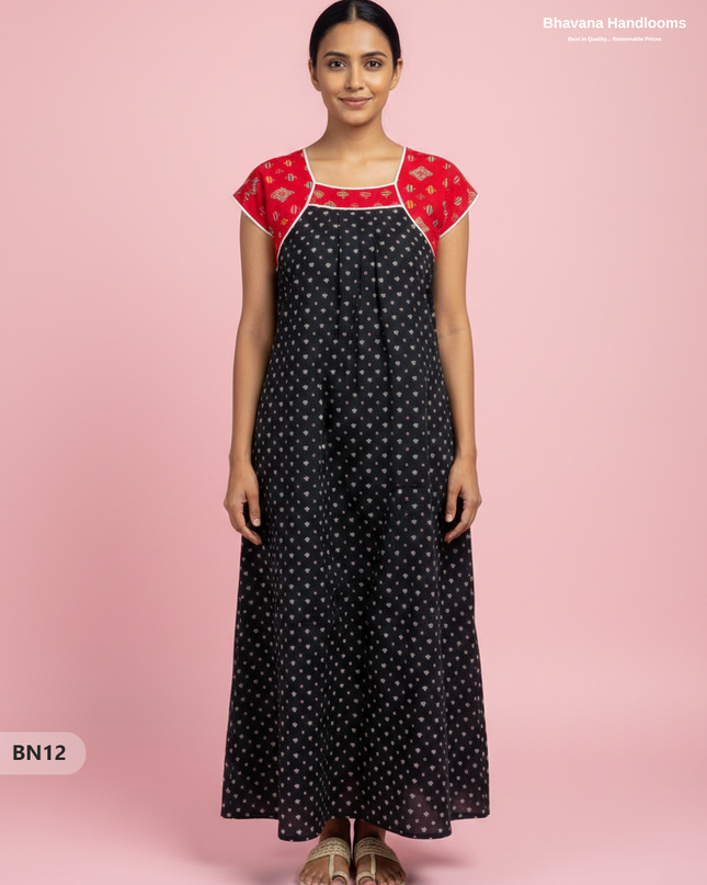 Cotton Printed Nighties | Comfortable Free Size Nightwear for Women