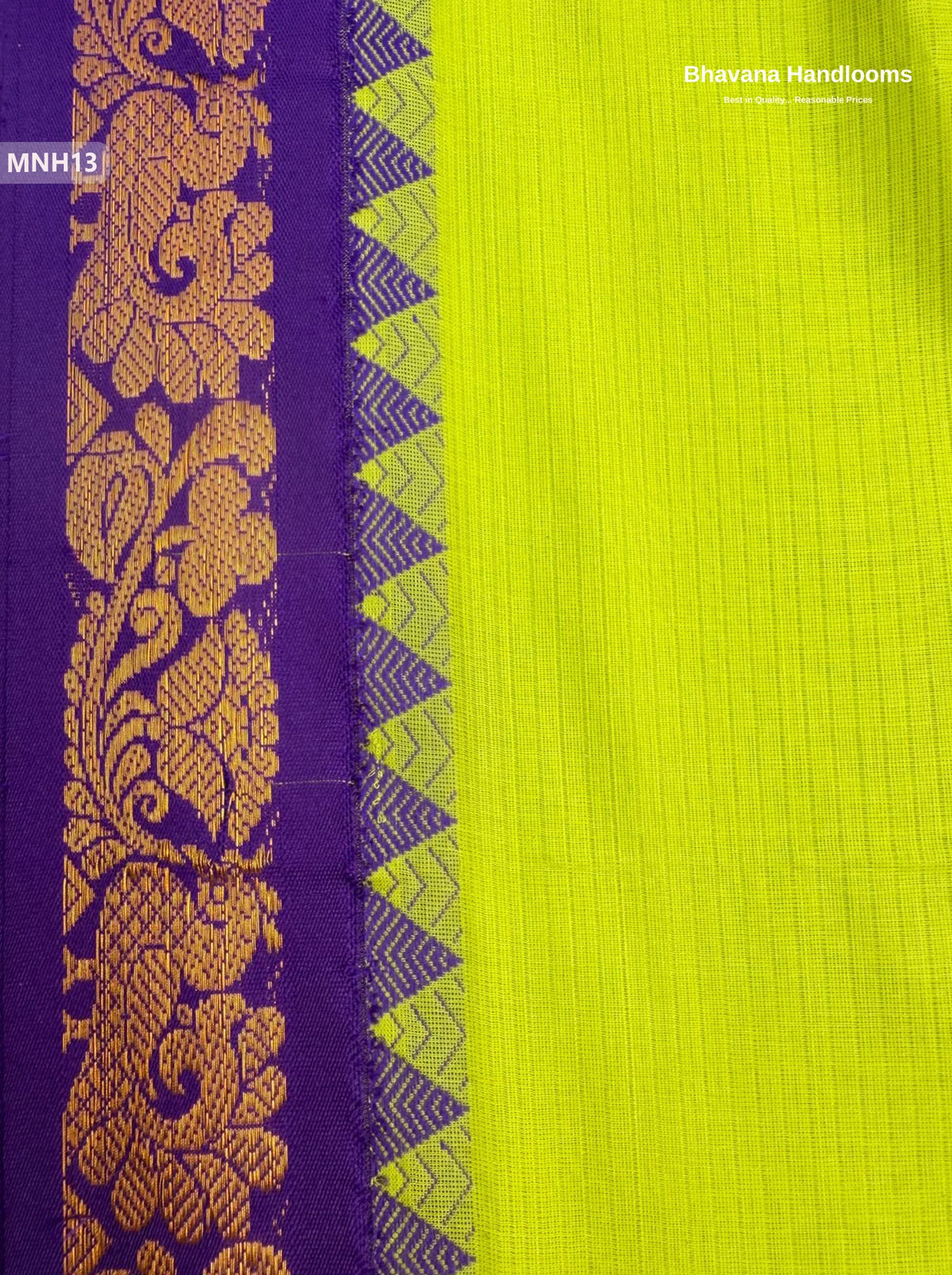 Mini Gadwal Cotton Saree in Lemon Yellow with Small Zari Border | Without Blouse