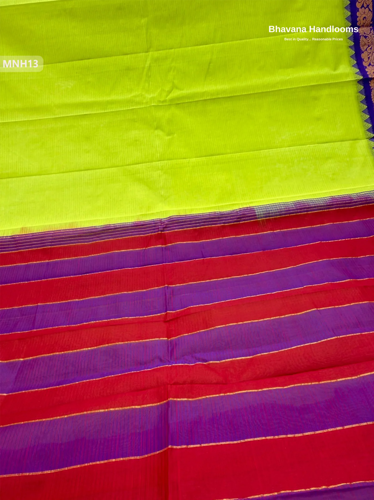 Mini Gadwal Cotton Saree in Lemon Yellow with Small Zari Border | Without Blouse