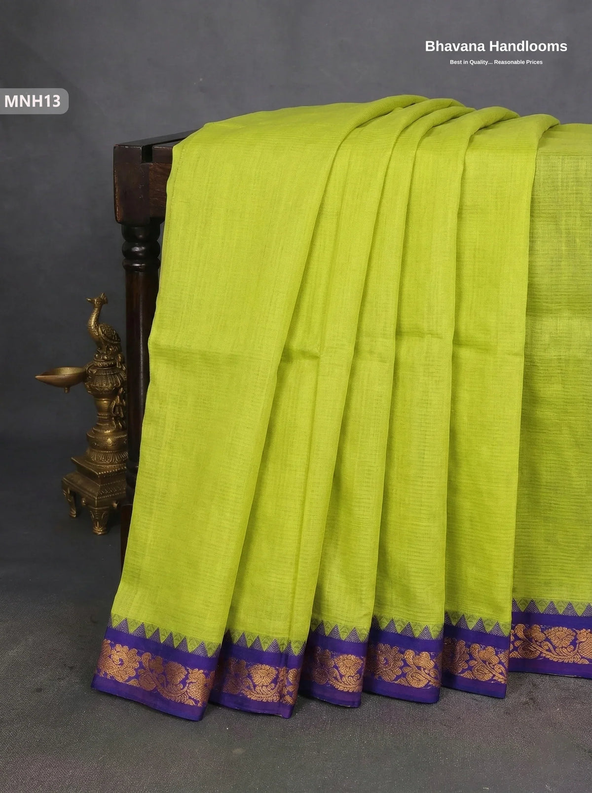 Mini Gadwal Cotton Saree in Lemon Yellow with Small Zari Border | Without Blouse