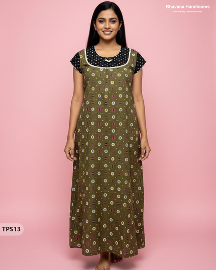 Cotton Printed Nighties | Comfortable Free Size Nightwear for Women