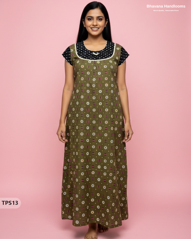 Cotton Printed Nighties | Comfortable Free Size Nightwear for Women