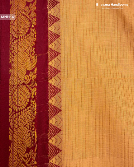 Mini Gadwal Cotton Saree in Yellowish Orange with Small Zari Border | Without Blouse
