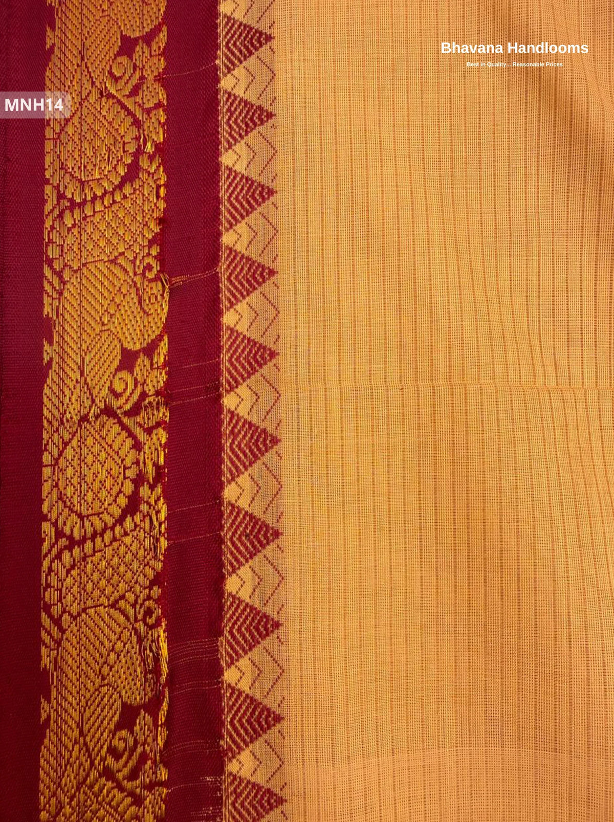 Mini Gadwal Cotton Saree in Yellowish Orange with Small Zari Border | Without Blouse