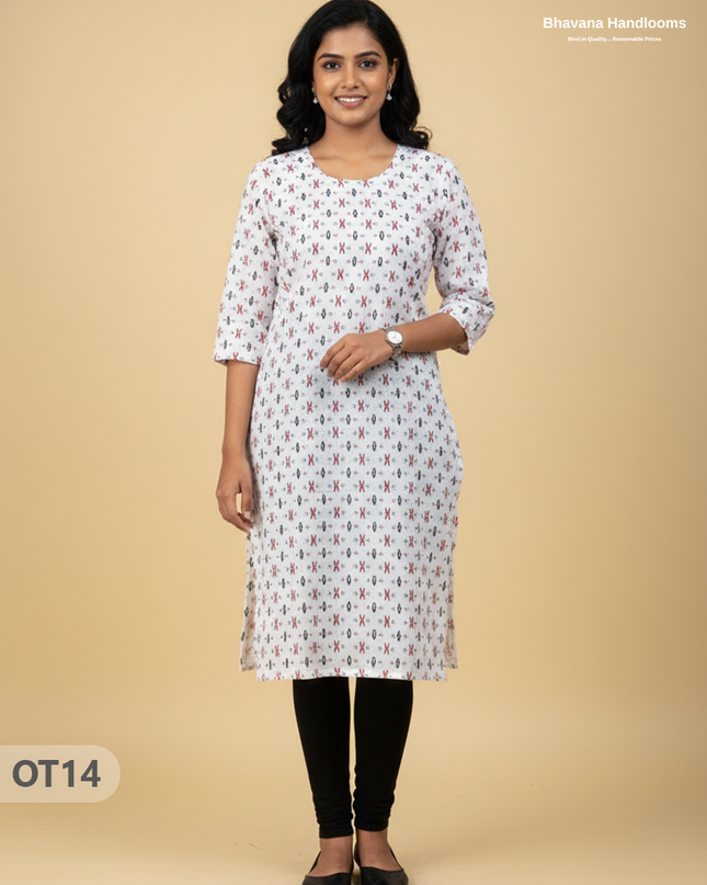 Cotton Tops with Full Length Lining Half White Colour | Dailywear Essentials