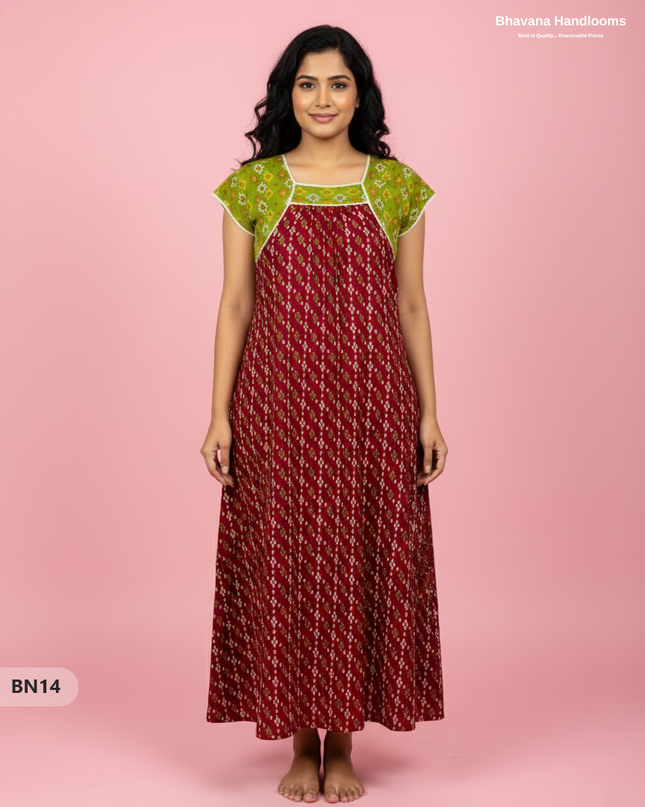 Cotton Printed Nighties | Comfortable Free Size Nightwear for Women