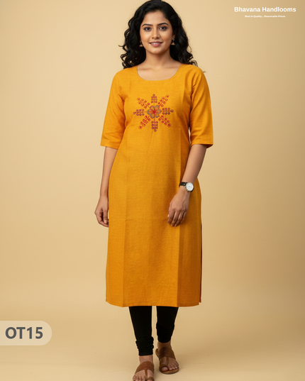 Cotton Tops with Full Length Lining Yellow Colour | Dailywear Essentials