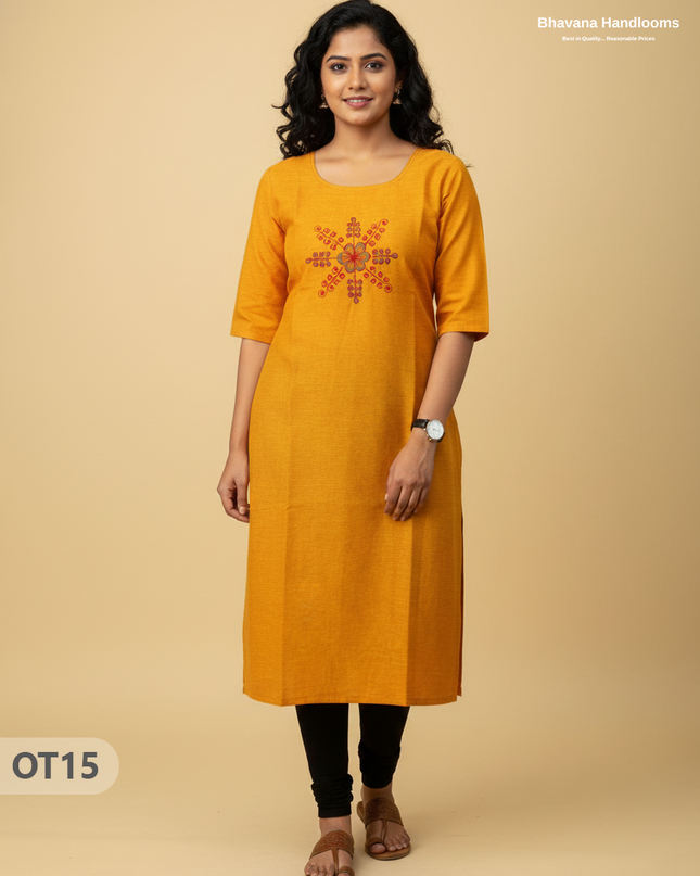 Cotton Tops with Full Length Lining Yellow Colour | Dailywear Essentials