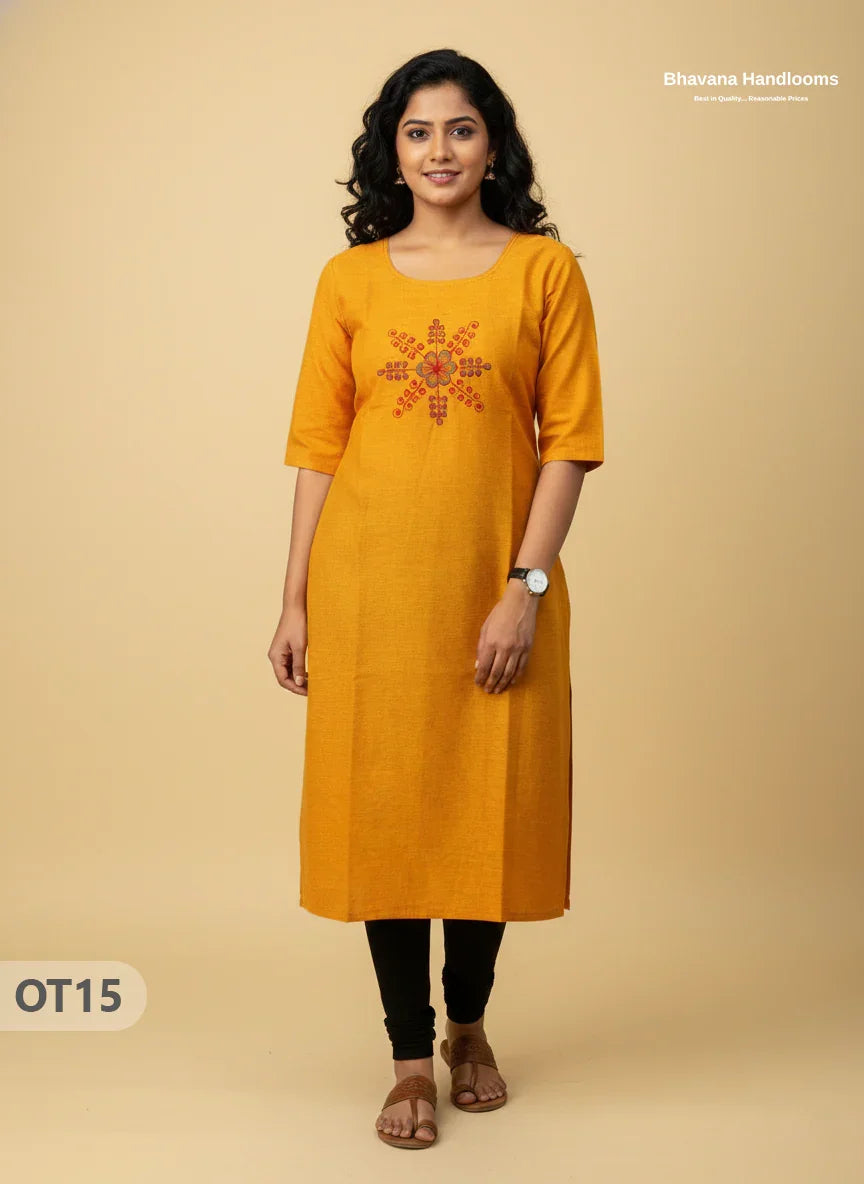 Cotton Tops with Full Length Lining Yellow Colour | Dailywear Essentials
