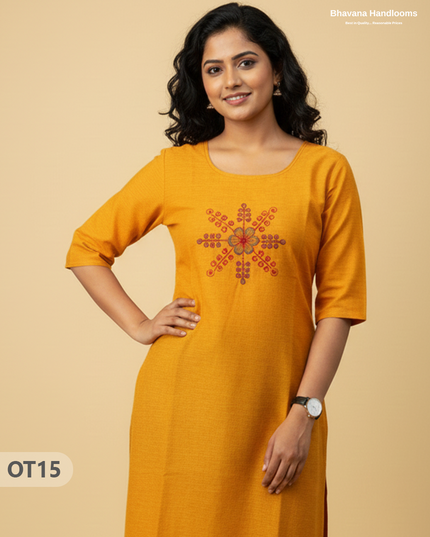 Cotton Tops with Full Length Lining Yellow Colour | Dailywear Essentials