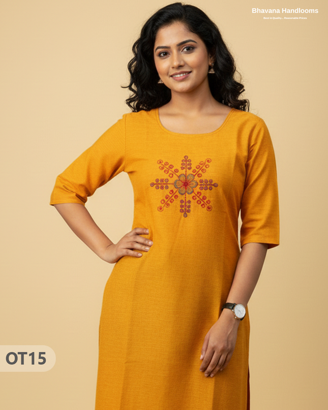 Cotton Tops with Full Length Lining Yellow Colour | Dailywear Essentials