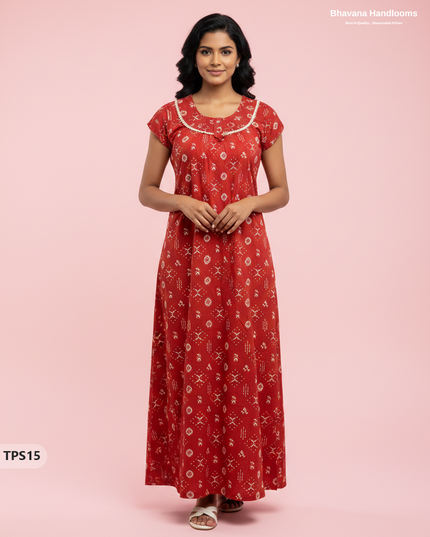 Cotton Printed Nighties | Comfortable Free Size Nightwear for Women