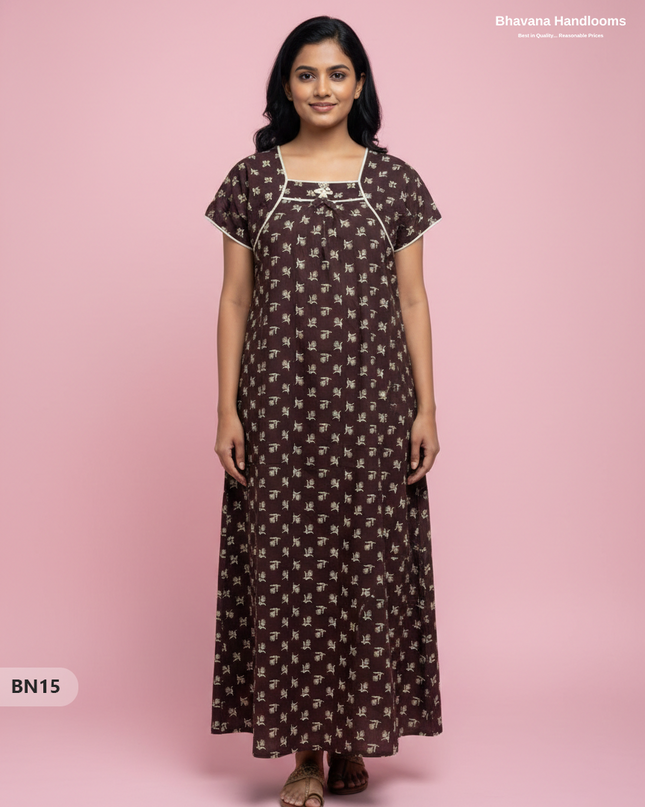 Cotton Printed Nighties | Comfortable Free Size Nightwear for Women