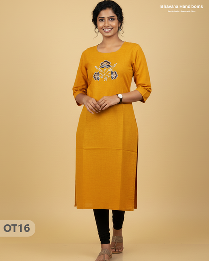Cotton Tops with Full Length Lining Yellow Colour | Dailywear Essentials