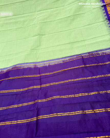 Mini Gadwal Cotton Saree in Light Green with Small Zari Border | Without Blouse