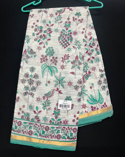 Chirala cotton saree half white shade and printed blouse