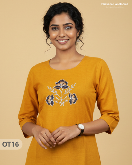 Cotton Tops with Full Length Lining Yellow Colour | Dailywear Essentials