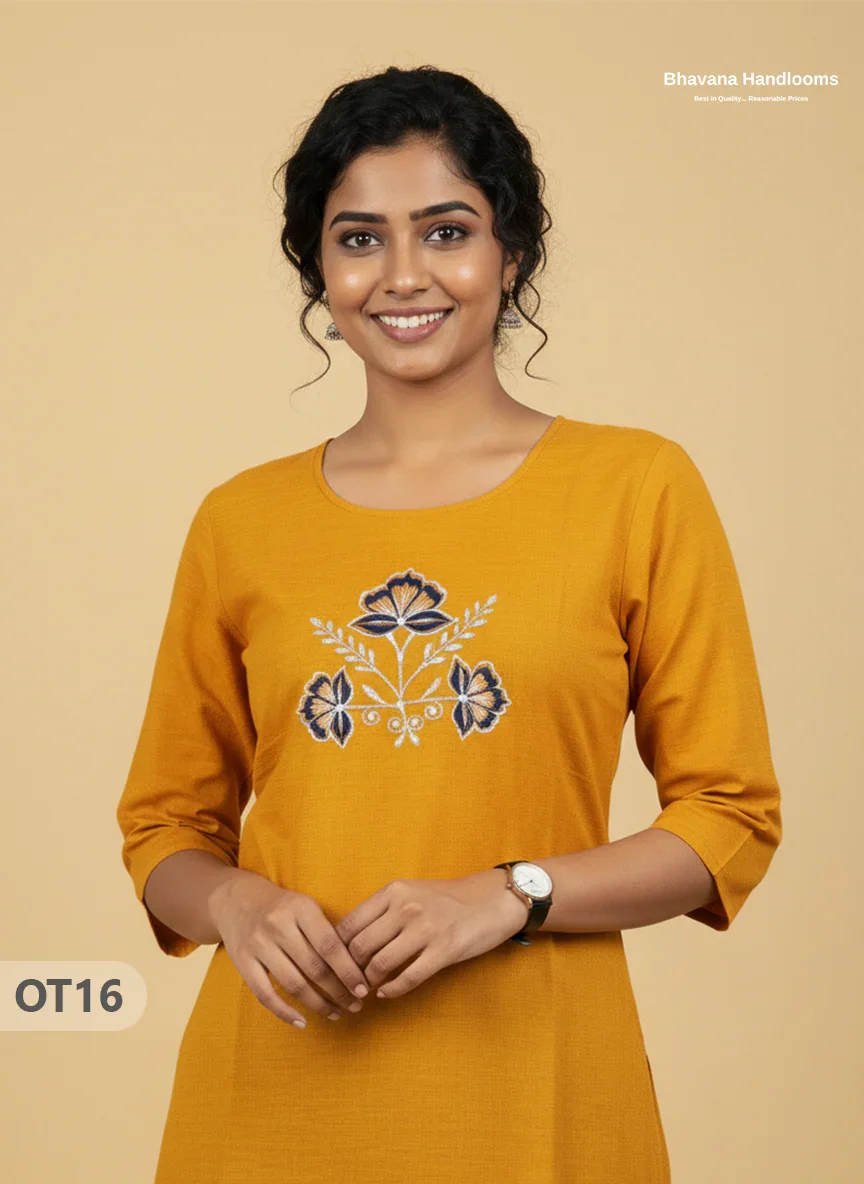 Cotton Tops with Full Length Lining Yellow Colour | Dailywear Essentials