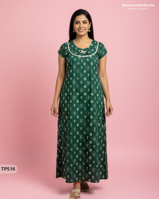 Cotton Printed Nighties | Comfortable Free Size Nightwear for Women