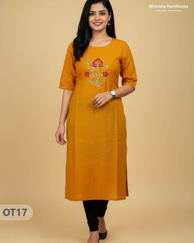 Cotton Tops with Full Length Lining Yellow Colour | Dailywear Essentials