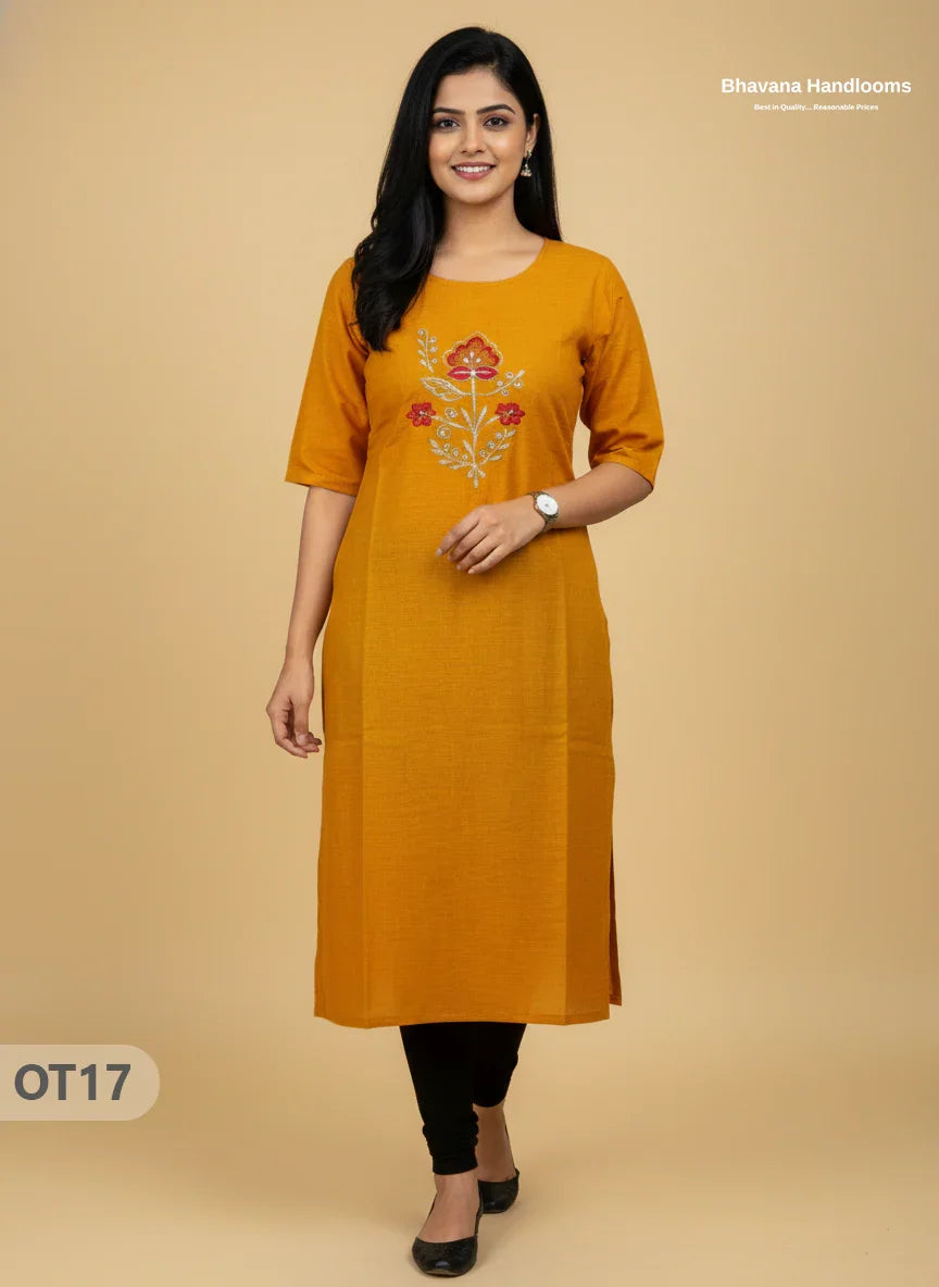 Cotton Tops with Full Length Lining Yellow Colour | Dailywear Essentials