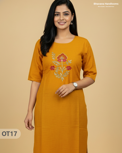 Cotton Tops with Full Length Lining Yellow Colour | Dailywear Essentials