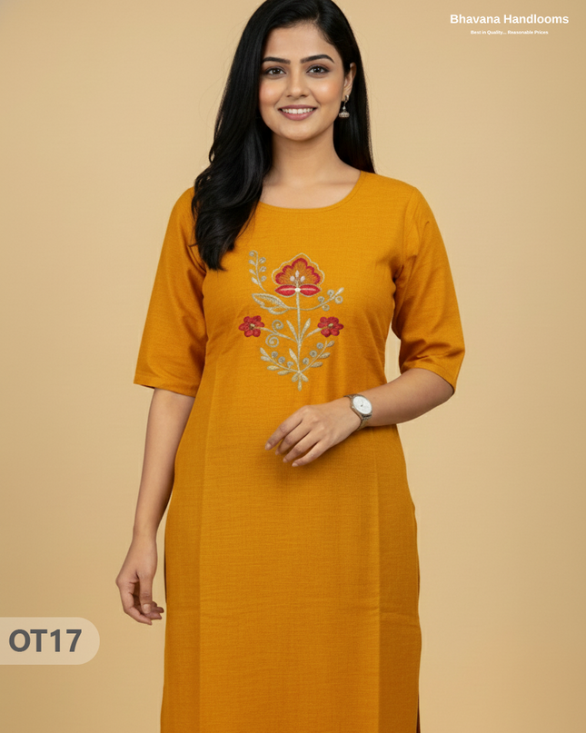Cotton Tops with Full Length Lining Yellow Colour | Dailywear Essentials