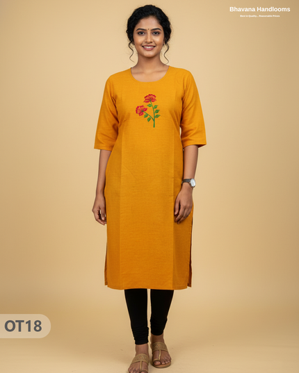 Cotton Tops with Full Length Lining Yellow Colour | Dailywear Essentials
