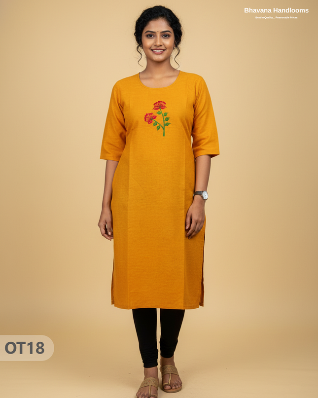 Cotton Tops with Full Length Lining Yellow Colour | Dailywear Essentials