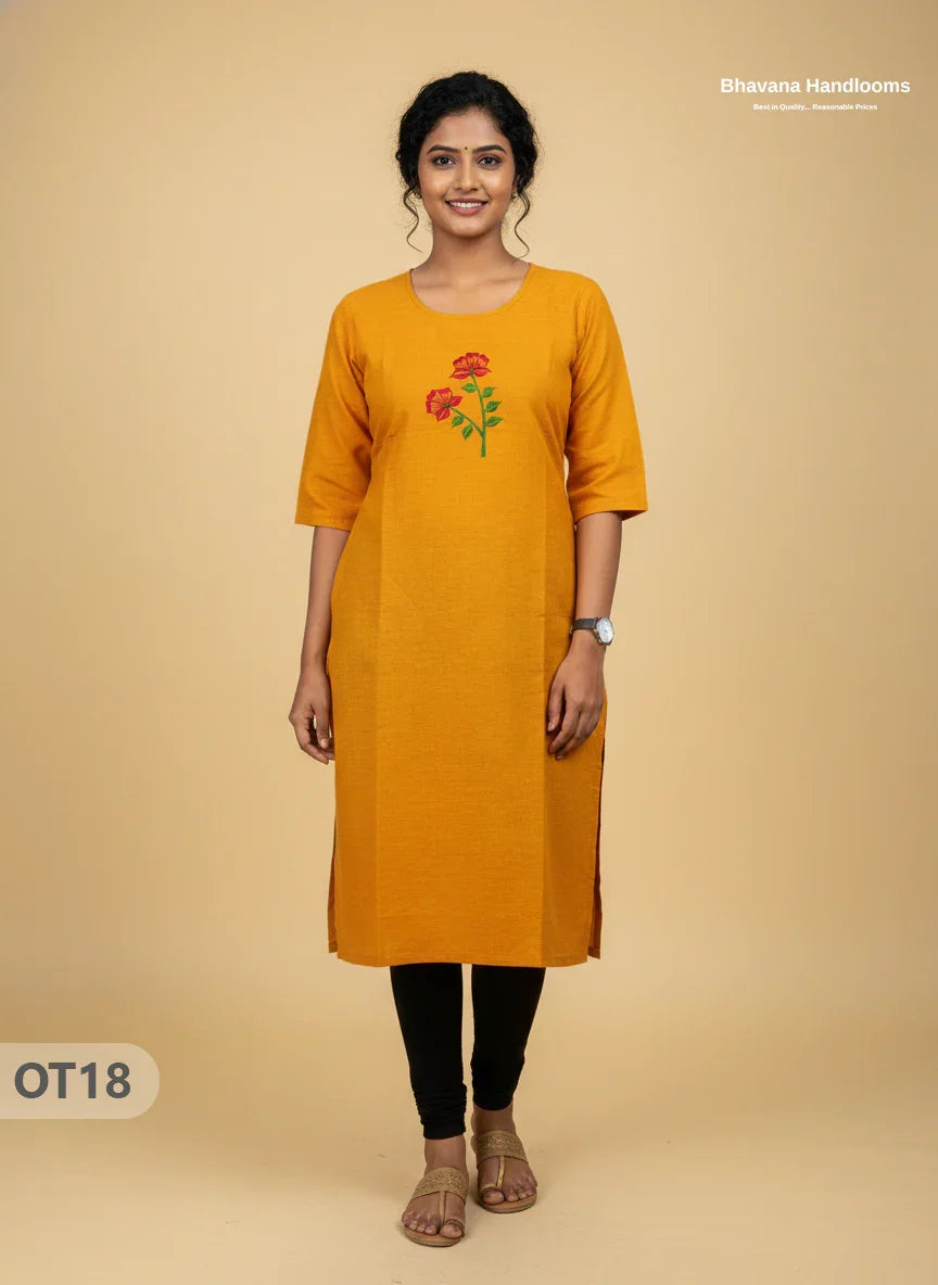 Cotton Tops with Full Length Lining Yellow Colour | Dailywear Essentials