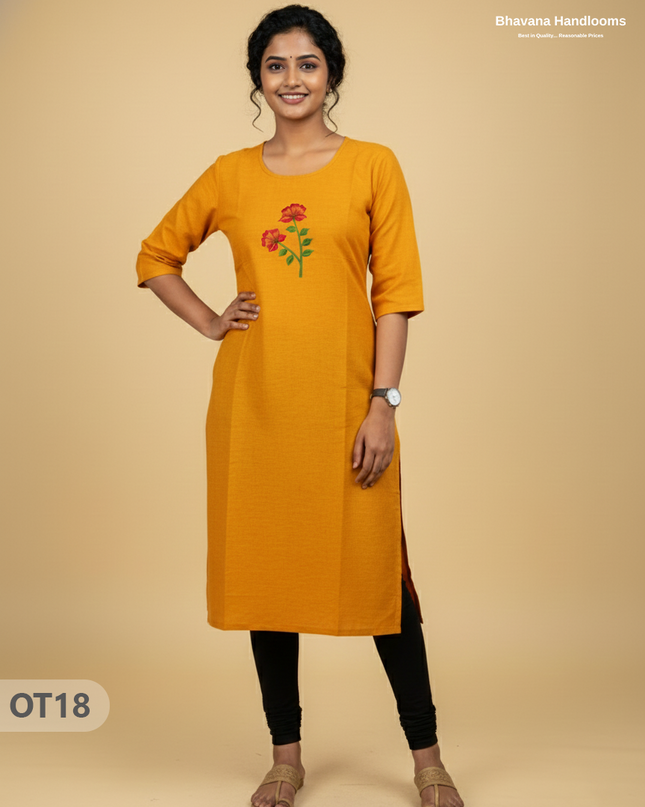 Cotton Tops with Full Length Lining Yellow Colour | Dailywear Essentials