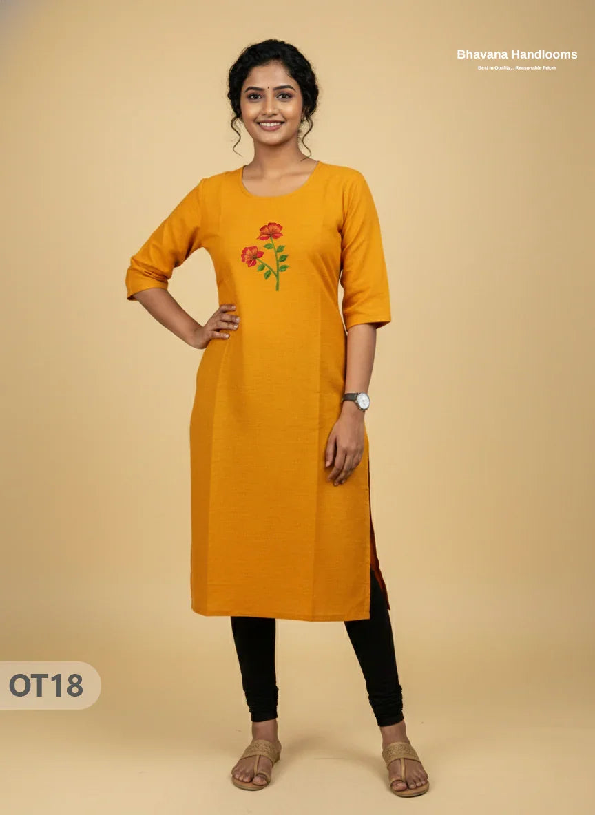 Cotton Tops with Full Length Lining Yellow Colour | Dailywear Essentials