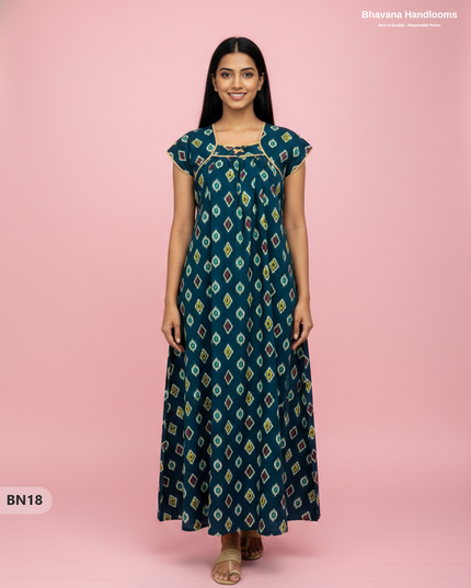 Cotton Printed Nighties | Comfortable Free Size Nightwear for Women