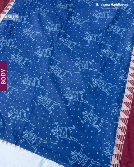 Soft Mul Cotton Dark Blue Digital Print Saree | Lightweight & Comfortable