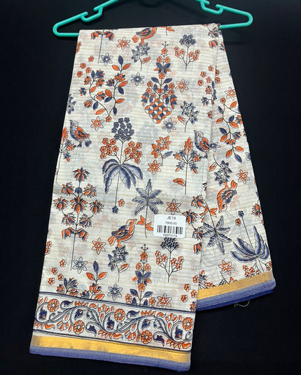 Chirala cotton saree half white shade and printed blouse
