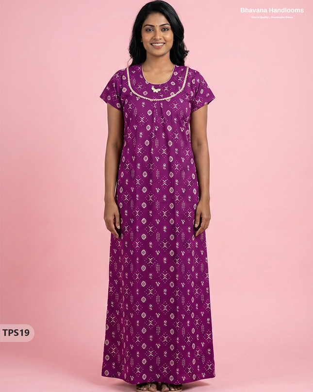 Cotton Printed Nighties | Comfortable Free Size Nightwear for Women