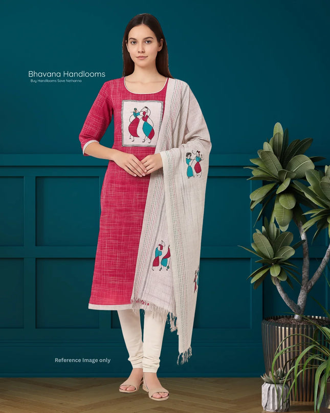 Radha Krishna Cotton Readymade Kurti for Women – Pink Straight Cut with Full-Length Lining
