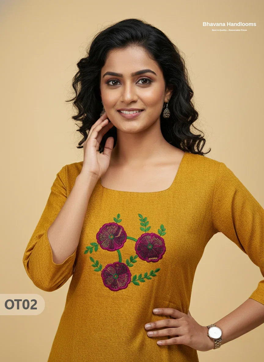 Cotton Tops with Full Length Lining Yellow Colour | Dailywear Essentials