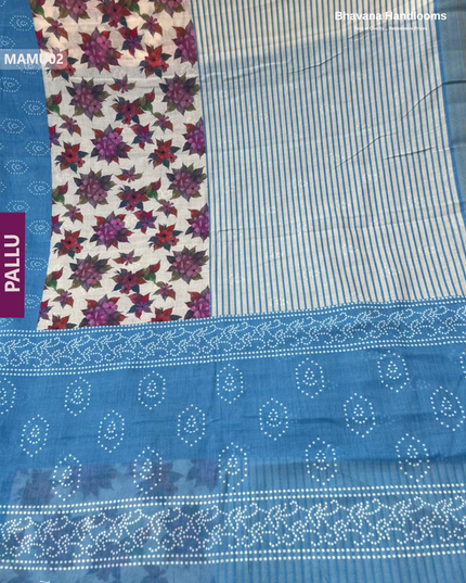 Soft Mul Cotton Sky Blue Digital Print Saree | Lightweight & Comfortable