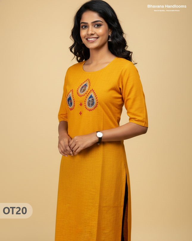 Cotton Tops with Full Length Lining Yellow Colour | Dailywear Essentials